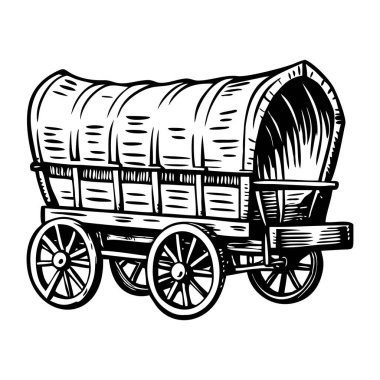 Örtülü vagonun klasik bir çizimi.