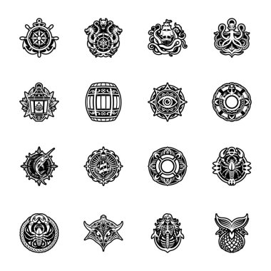 Beyaz arkaplanda siyah vektör simgeleri