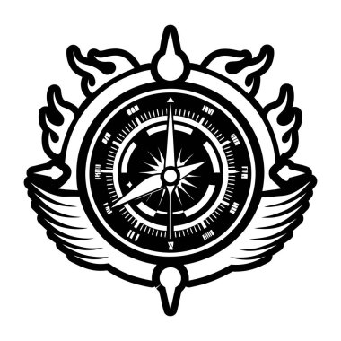 pusula ve pusula simgesi, vektör çizimi