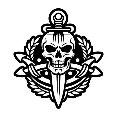 Kafatası hançeri dövmesinin doldurulmuş bir simgesi