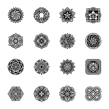 Tasarımınız için siyah etnik dekoratif unsurlar seti
