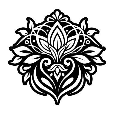 Beyaz arka planda soyut çiçek süsü. vektör illüstrasyonu