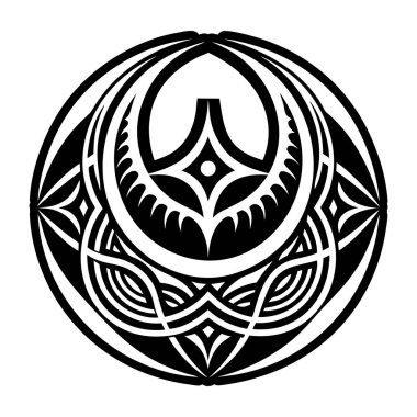 Soyut yuvarlak mandala. siyah ve beyaz vektör çizimi.