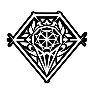 Çemberin içinde elmaslar ve mandala olan Kelt süsü. Beyaz arkaplanda izole edilmiş vektör çizimi. tasarım için dekoratif öge