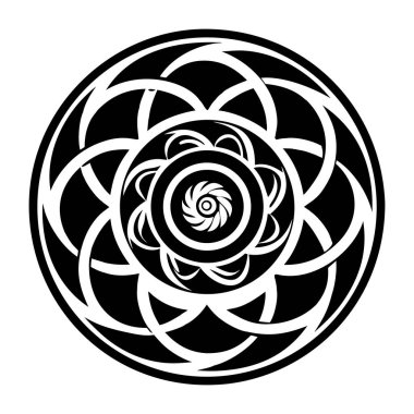 vektör soyut siyah çember çiçek süsü