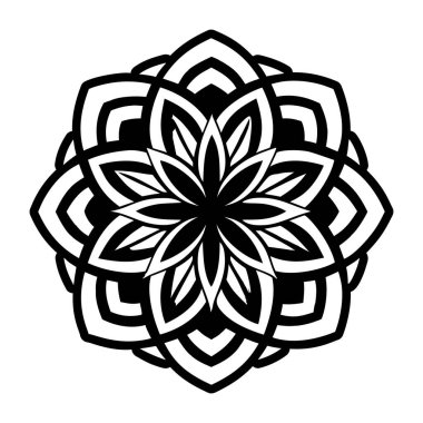 Beyaz arkaplanda soyut çiçek süsü, mandala tasarımı