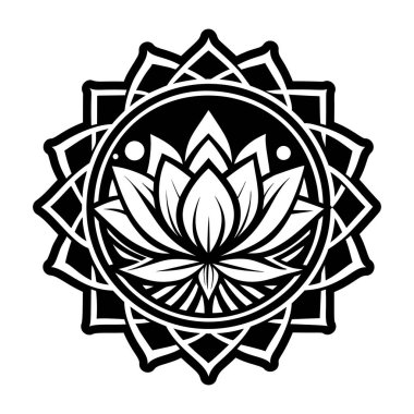 vektör mandala siyah-beyaz süslemesi