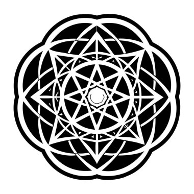 Kutsal geometri sembolünün vektör çizimi. Yıldız, kutsal ve daire, sembol.