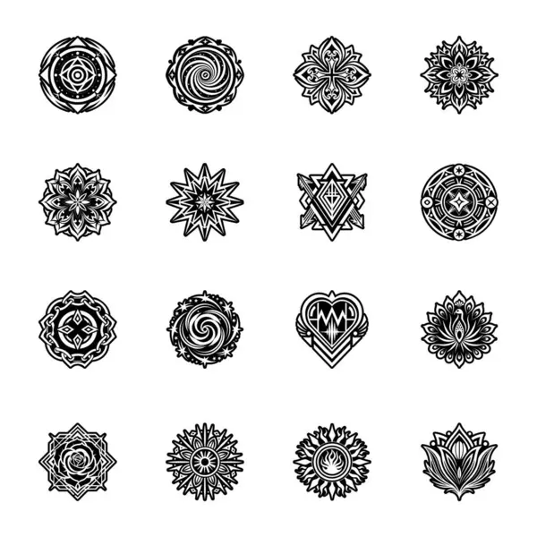 Siyah beyaz mandala seti..