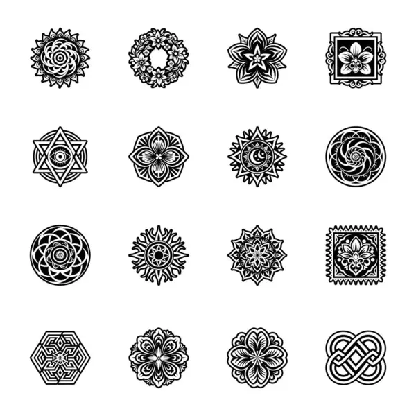 Tasarımınız için siyah etnik dekoratif unsurlar seti