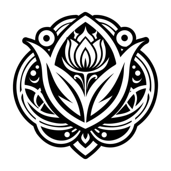 Çiçek şeklinde siyah mandala, vektör illüstrasyonu