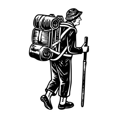 Çantalı bir gezgin. vektör illüstrasyonu