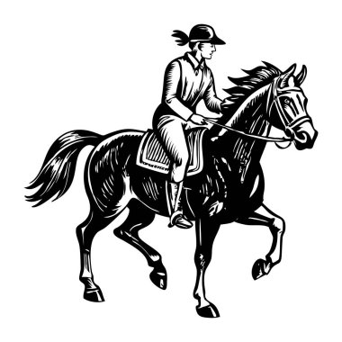 Klasik tarzda ata binme illüstrasyonu