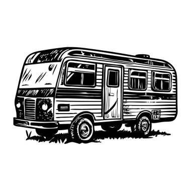 Vintage biçiminde vintage karavan çizimi
