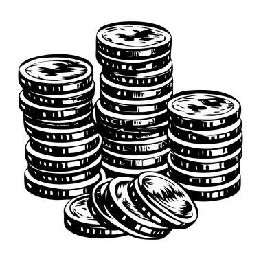 Bozuk paraların klasik stil illüstrasyonu