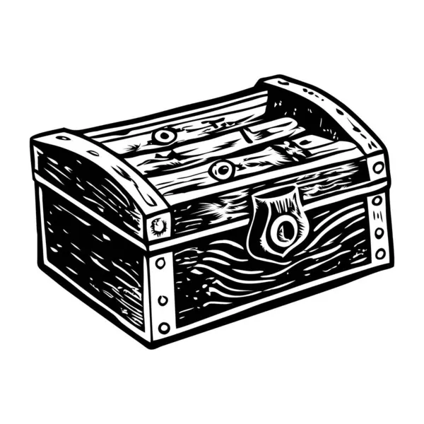 Ahşap bir kutunun klasik bir çizimi.