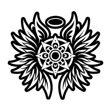 Bir melek kanatları simgesi. Kabartma biçiminde dizayn edilmiş.