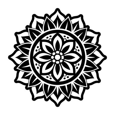 Çiçek mandala simetrisinin doldurulmuş bir simgesi