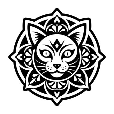 Kedi dövmesi gösteren doldurulmuş bir biçim simgesi