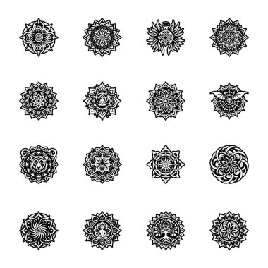 16 Glyph Biçimli Mandala Sembolleri Koleksiyonu 