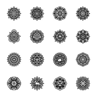 16 Glyph Biçimli Mandala Sembolleri Koleksiyonu 