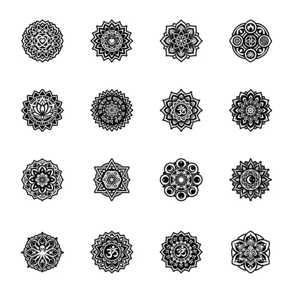 16 Glyph Biçimli Mandala Sembolleri Koleksiyonu 