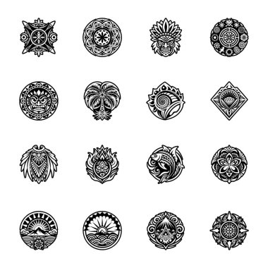 Hawaii Kabartma Biçimi Simgelerinin Koleksiyonu