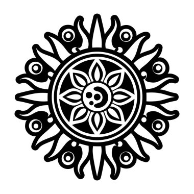 Etrurya güneş dövmesi gösteren katı bir biçim simgesi