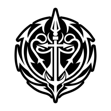 Neptün mızrak dövmesi tasvir eden katı bir biçim simgesi