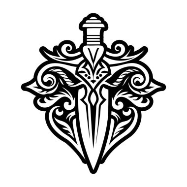Savaşçı kılıcı dövmesi tasvir eden doldurulmuş bir simge