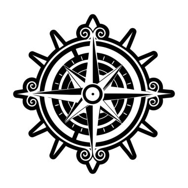 Yönlendirme için pusula dövmesinin katı biçim simgesi