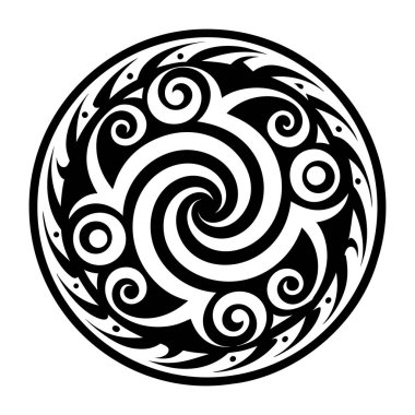 Maori spiral dövmesini gösteren doldurulmuş bir simge