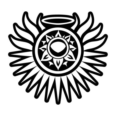 Işıl ışıl halo dövmesi gösteren katı bir biçim simgesi