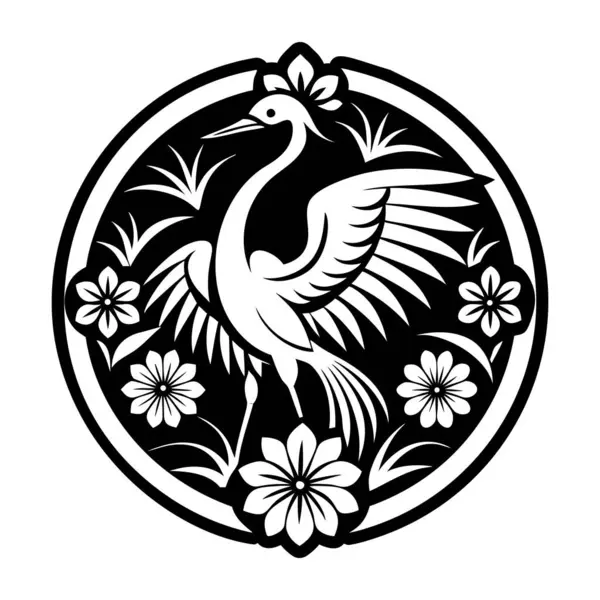 Japon vinç dövmesini gösteren sağlam bir simge