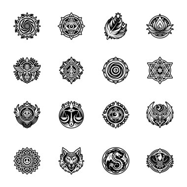 kabile etnik vektör illüstrasyonu ayarlandı