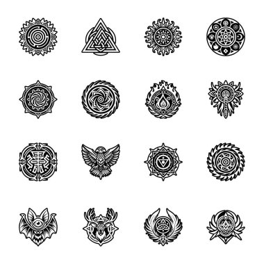 kabile süslemeleri ve simgelerinin vektör kümesi