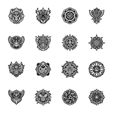 Siyah beyaz dövme dizaynı. vektör illüstrasyonu.