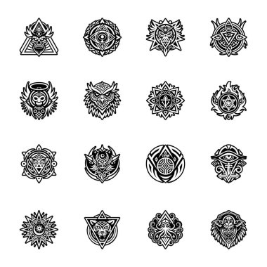 Dekoratif vintage rozet seti.