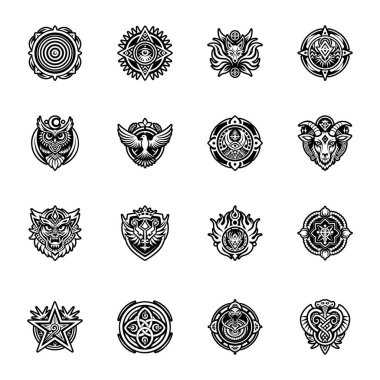 Siyah ve beyaz tasarım elementleri kümesi.