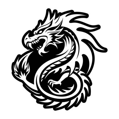 Kükreyen ejderha dövmesinin katı bir simgesi.