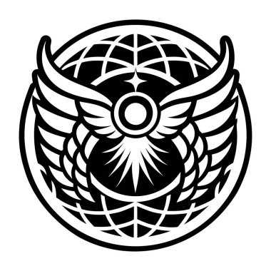 Amerika Birleşik Devletleri 'nin kanatlarına sahip bir kürenin vektör çizimi