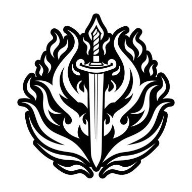 Yanan kılıç dövmesinin sembolü.