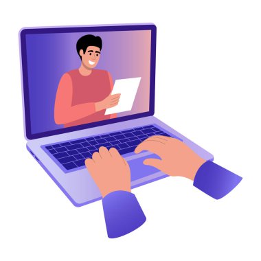 Çevrimiçi öğrencilerin ders aldığını gösteren düz bir resim