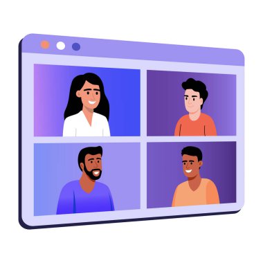 Öğrencilerin sanal sınıfa katıldığını gösteren düz bir resim