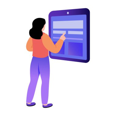 Dijital eğitim alan bir öğrenciyi betimleyen düz bir resim