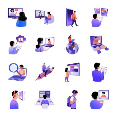 E Yaslı Düz Biçim Çizimlerinin Koleksiyonu 