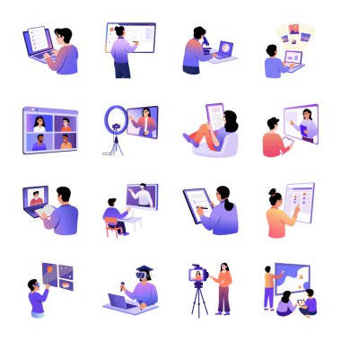 E Yaslı Düz Biçim Çizimlerinin Koleksiyonu 