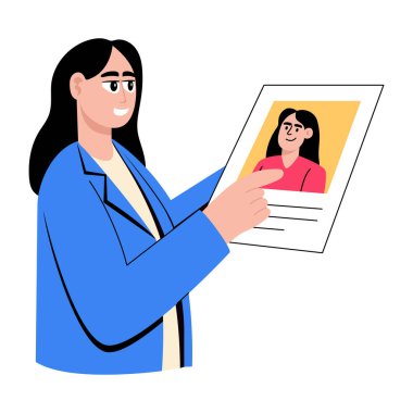 Bir kişinin özgeçmişine baktığını gösteren düz bir resim