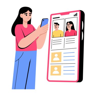 Aday profillerinin bir listesini gösteren düz biçim illüstrasyonuName