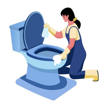 Karakter temizleme tuvaletini gösteren düz bir çizim